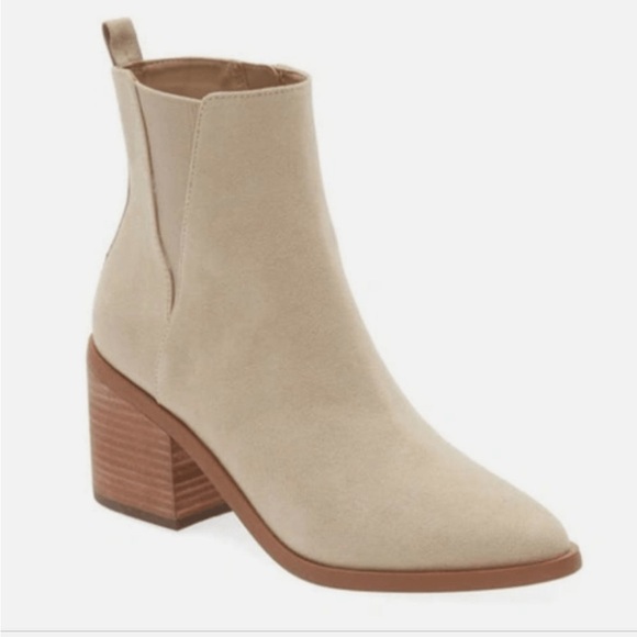bp Shoes - BP Baylee Western Bootie Size 6.5 Taupe Suede Block Heel Ankle Boots